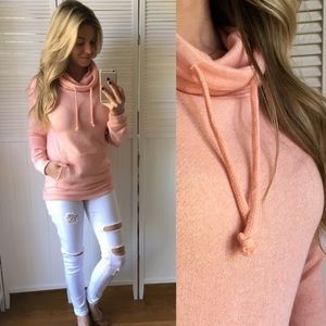 Light wash papaya funnel sweater